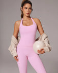 Halter Neck Tops Leggings Workout Set