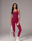Halter Neck Tops Leggings Workout Set