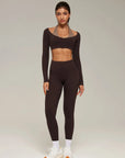 Double Layer Padded Pilates Workout Set-SUUKSESS-Brown-Light Brown-XS-SUUKSESS