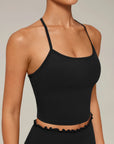 Y-Back Pilates Ruffle-Trim Workout Set-SUUKSESS-SUUKSESS