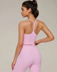 Y-Back Pilates Ruffle-Trim Workout Set-SUUKSESS-Pink-XS-SUUKSESS