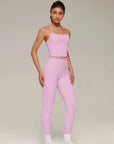 Y-Back Pilates Ruffle-Trim Workout Set-SUUKSESS-SUUKSESS