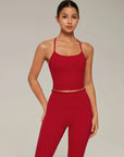 Y-Back Pilates Ruffle-Trim Workout Set-SUUKSESS-SUUKSESS