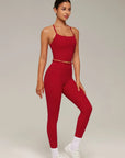Y-Back Pilates Ruffle-Trim Workout Set-SUUKSESS-SUUKSESS