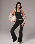 Padded Yoga Tank Flare Leggings Workout Set