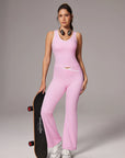 Padded Yoga Tank Flare Leggings Workout Set