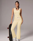 Padded Yoga Tank Flare Leggings Workout Set