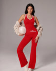 Padded Yoga Tank Flare Leggings Workout Set