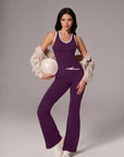 Padded Yoga Tank Flare Leggings Workout Set