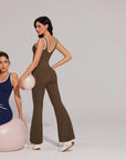 Padded Yoga Tank Flare Leggings Workout Set