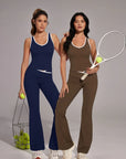 Padded Yoga Tank Flare Leggings Workout Set