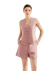 V Neck Vest Lounge Set-SUUKSESS-Pink-XS-SUUKSESS