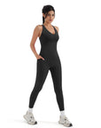 SUUKSESS Women 2 Piece Workout Sets Booty Leggings with Pockets Padded Tank Tops-SUUKSESS-SUUKSESS