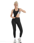SUUKSESS Women 2 Piece Workout Sets Booty Leggings with Pockets Padded Tank Tops-SUUKSESS-SUUKSESS
