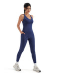 SUUKSESS Women 2 Piece Workout Sets Booty Leggings with Pockets Padded Tank Tops-SUUKSESS-SUUKSESS