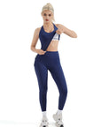 SUUKSESS Women 2 Piece Workout Sets Booty Leggings with Pockets Padded Tank Tops-SUUKSESS-SUUKSESS
