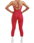 SUUKSESS Women 2 Piece Workout Sets Booty Leggings with Pockets Padded Tank Tops-SUUKSESS-Red-XS-SUUKSESS