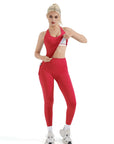 SUUKSESS Women 2 Piece Workout Sets Booty Leggings with Pockets Padded Tank Tops-SUUKSESS-SUUKSESS