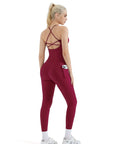 SUUKSESS Women 2 Piece Workout Sets Booty Leggings with Pockets Padded Tank Tops-SUUKSESS-SUUKSESS