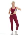 SUUKSESS Women 2 Piece Workout Sets Booty Leggings with Pockets Padded Tank Tops-SUUKSESS-SUUKSESS