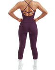 SUUKSESS Women 2 Piece Workout Sets Booty Leggings with Pockets Padded Tank Tops-SUUKSESS-Violet-XS-SUUKSESS
