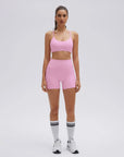 SUUKSESS Workout Sets for Women Y Back Sports Bras Padded Racerback Low Impact Thin Strap Top Biker Shorts with Pockets-SUUKSESS-Light Pink-XS-SUUKSESS