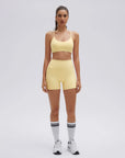 SUUKSESS Workout Sets for Women Y Back Sports Bras Padded Racerback Low Impact Thin Strap Top Biker Shorts with Pockets-SUUKSESS-Yellow-XS-SUUKSESS