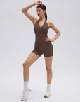 Padded Halter Open Back 2 Piece Workout Sets-SUUKSESS-SUUKSESS