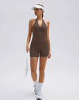 Padded Halter Open Back 2 Piece Workout Sets-SUUKSESS-SUUKSESS