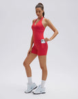 Padded Halter Open Back 2 Piece Workout Sets-SUUKSESS-SUUKSESS