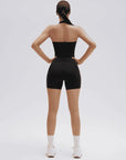 SUUKSESS Women 2 Piece Workout Sets Halter Neck Padded Yoga Tank Tops High Waisted Biker Shorts with Pockets-SUUKSESS-SUUKSESS