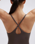 Scoop Neck Backless Waisted Workout Sets