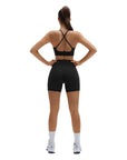 SUUKSESS Womens Workout Set Crew Neck Strappy Sports Bra Tank High Waist Tummy Control Bike Short Outfit-SUUKSESS-SUUKSESS