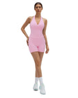 Padded Halter Open Back 2 Piece Workout Sets