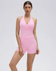 Padded Halter Open Back 2 Piece Workout Sets