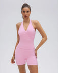 Padded Halter Open Back 2 Piece Workout Sets