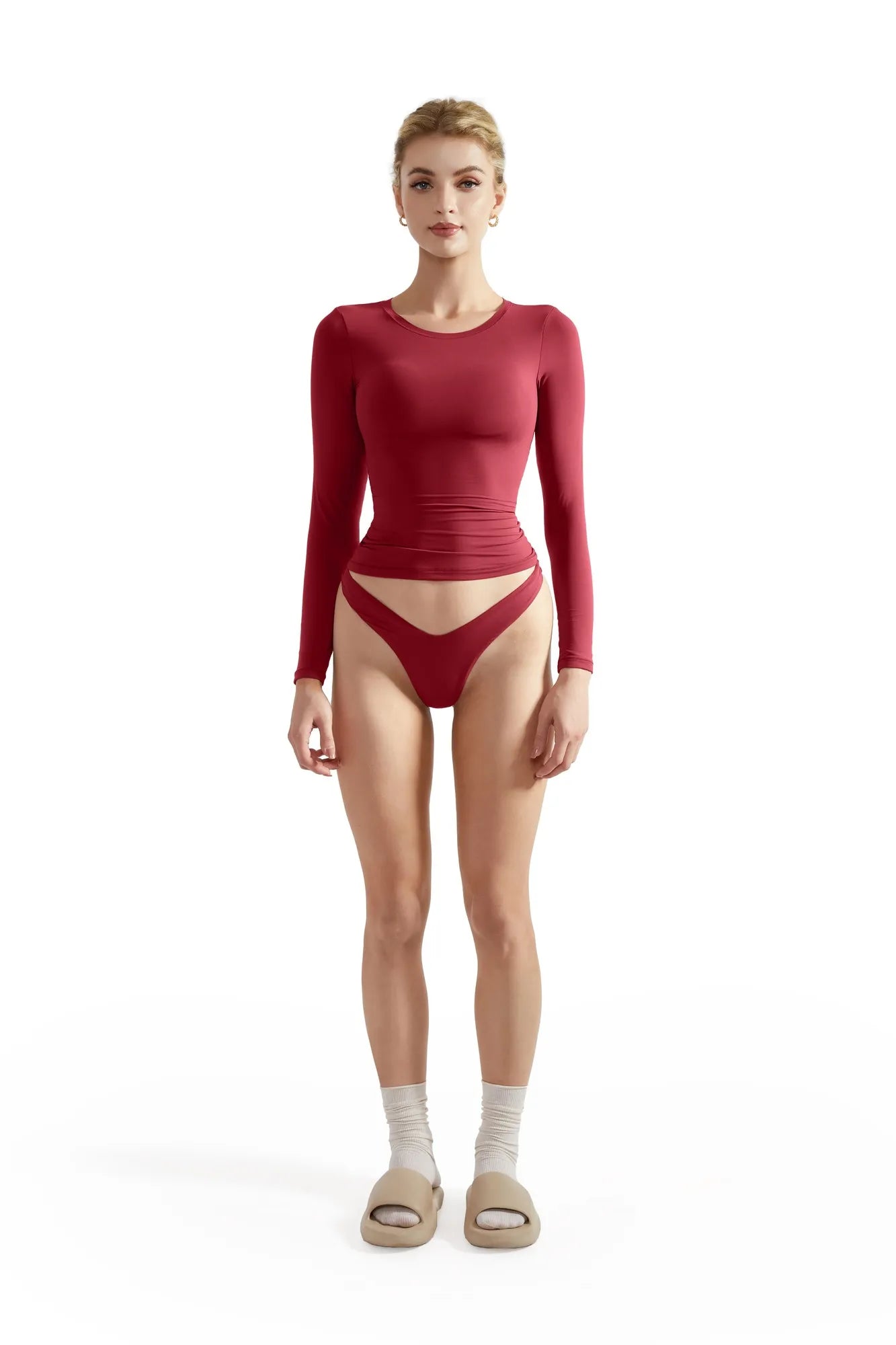 Buttery Soft Crew Neck Shirt - Long Sleeve-Clothing-SUUKSESS-Wine-XS-SUUKSESS