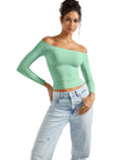 Buttery Soft Off Shoulder Shirt - Long Sleeve-Clothing-SUUKSESS-Mint-XS-SUUKSESS