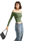 Buttery Soft Off Shoulder Shirt - Long Sleeve-Clothing-SUUKSESS-SUUKSESS
