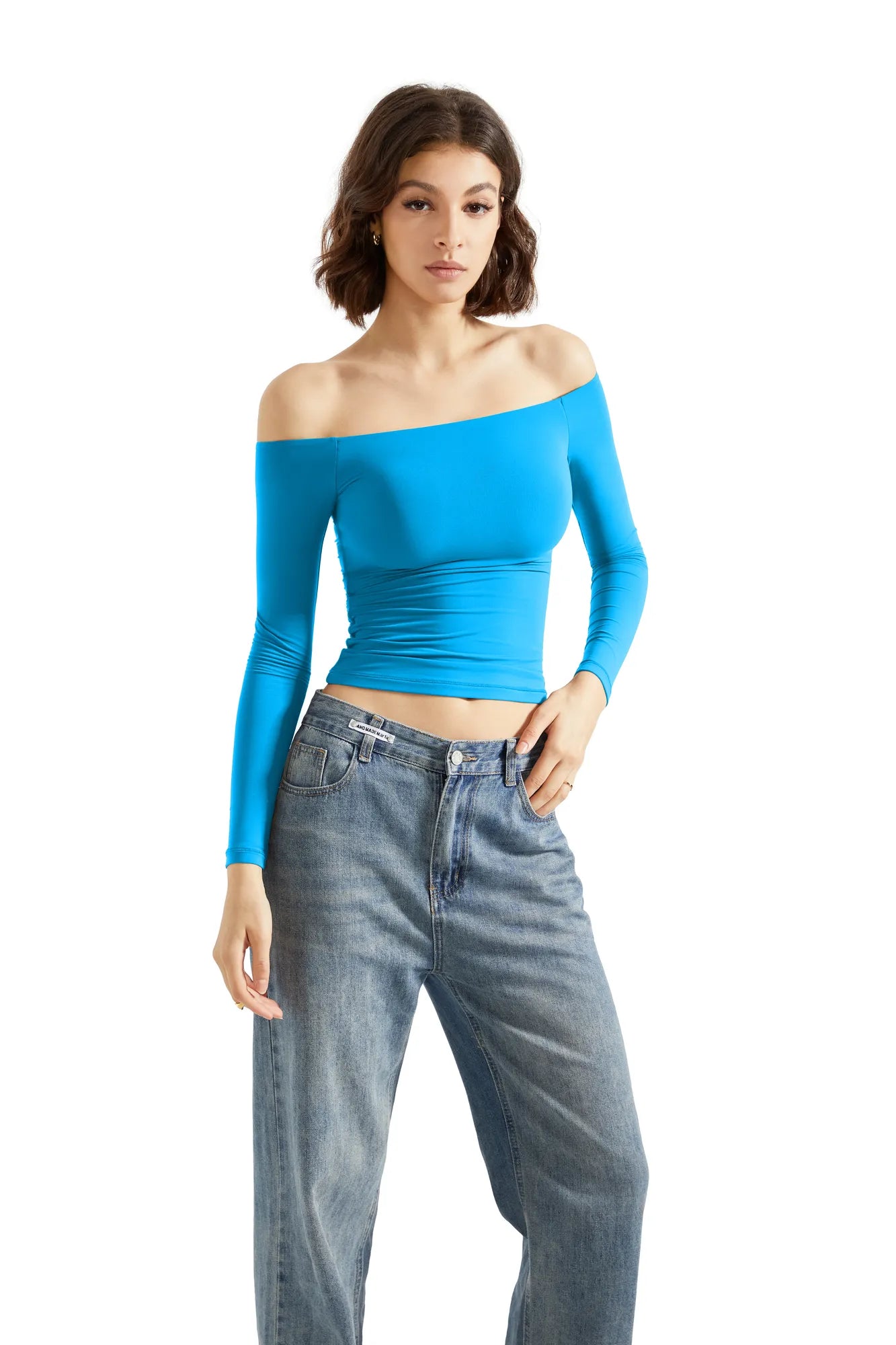 Buttery Soft Off Shoulder Shirt - Long Sleeve-Clothing-SUUKSESS-Aqua-XS-SUUKSESS