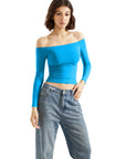 Buttery Soft Off Shoulder Shirt - Long Sleeve-Clothing-SUUKSESS-Aqua-XS-SUUKSESS