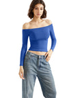 Buttery Soft Off Shoulder Shirt - Long Sleeve-Clothing-SUUKSESS-Blue-XS-SUUKSESS