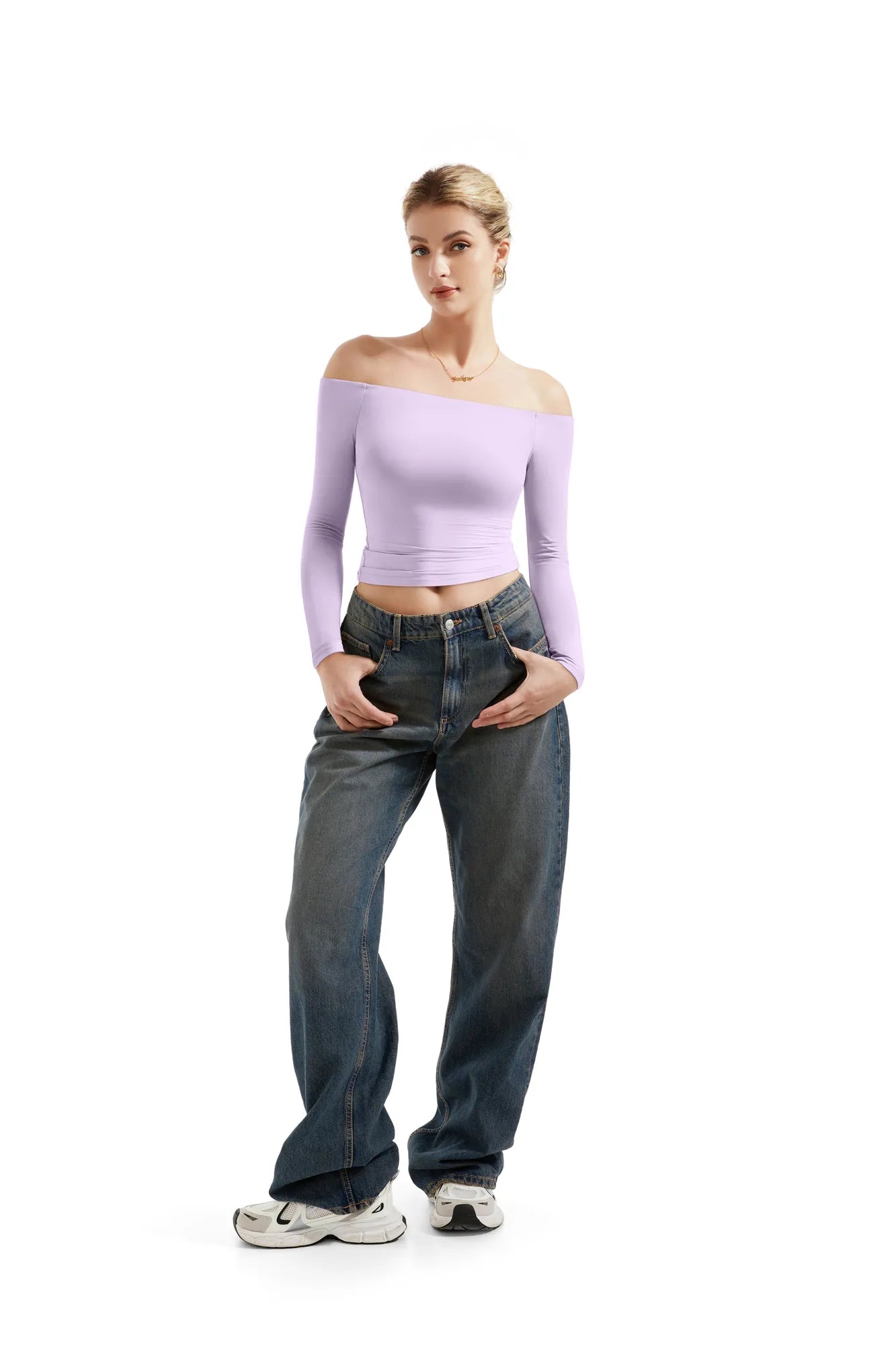Buttery Soft Off Shoulder Shirt - Long Sleeve-Clothing-SUUKSESS-SUUKSESS