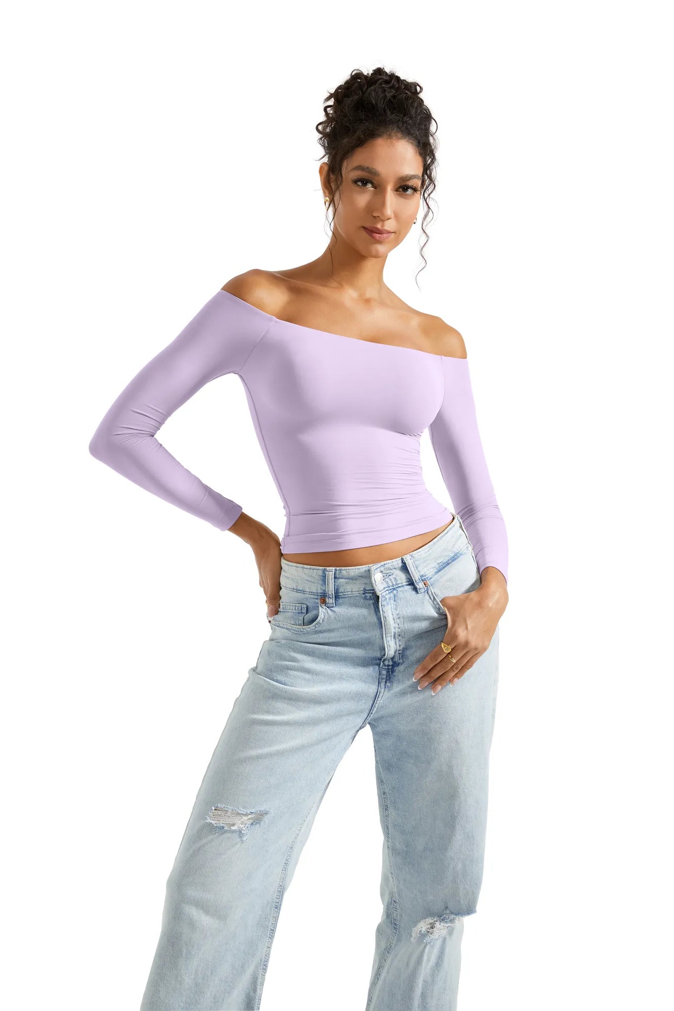 Buttery Soft Off Shoulder Shirt - Long Sleeve-Clothing-SUUKSESS-Mauve-XS-SUUKSESS