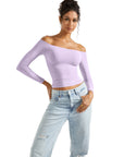 Buttery Soft Off Shoulder Shirt - Long Sleeve-Clothing-SUUKSESS-Mauve-XS-SUUKSESS