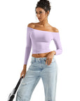 Buttery Soft Off Shoulder Shirt - Long Sleeve-Clothing-SUUKSESS-SUUKSESS