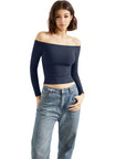 Buttery Soft Off Shoulder Shirt - Long Sleeve-Clothing-SUUKSESS-SUUKSESS