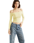 Buttery Soft Off Shoulder Shirt - Long Sleeve-Clothing-SUUKSESS-Yellow-XS-SUUKSESS