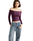 Buttery Soft Off Shoulder Shirt - Long Sleeve-Clothing-SUUKSESS-SUUKSESS