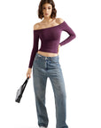 Buttery Soft Off Shoulder Shirt - Long Sleeve-Clothing-SUUKSESS-SUUKSESS